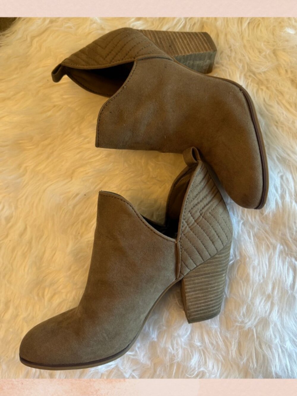 Carlos Santana Cool Brown Suede Cut-Out Block Heel Ankle Booties